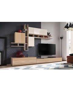 Meblościanka Napoli Dąb Wellington/Magnolia-Cappucino