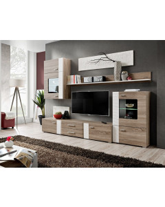 Meblościanka ALEPPO Dąb Truflowy/Biały Połysk-Dąb Truflowy