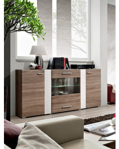 Komoda ALEPPO Dąb Truflowy/Biały Połysk-Dąb Truflowy