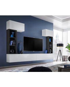 Meblościanka Blox II Biały-Czarny/Biały Połysk