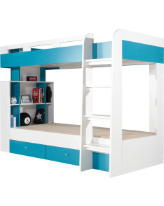 Łóżko piętrowe MOBI 19 Biały/Turkus Bez materaca